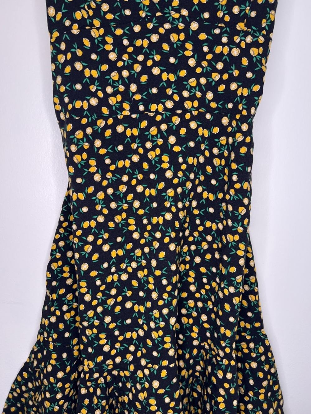 Lemon Print Tie Strap Mini Dress Small Open Back Summer Dress Cottagecore - Picture 2 of 10